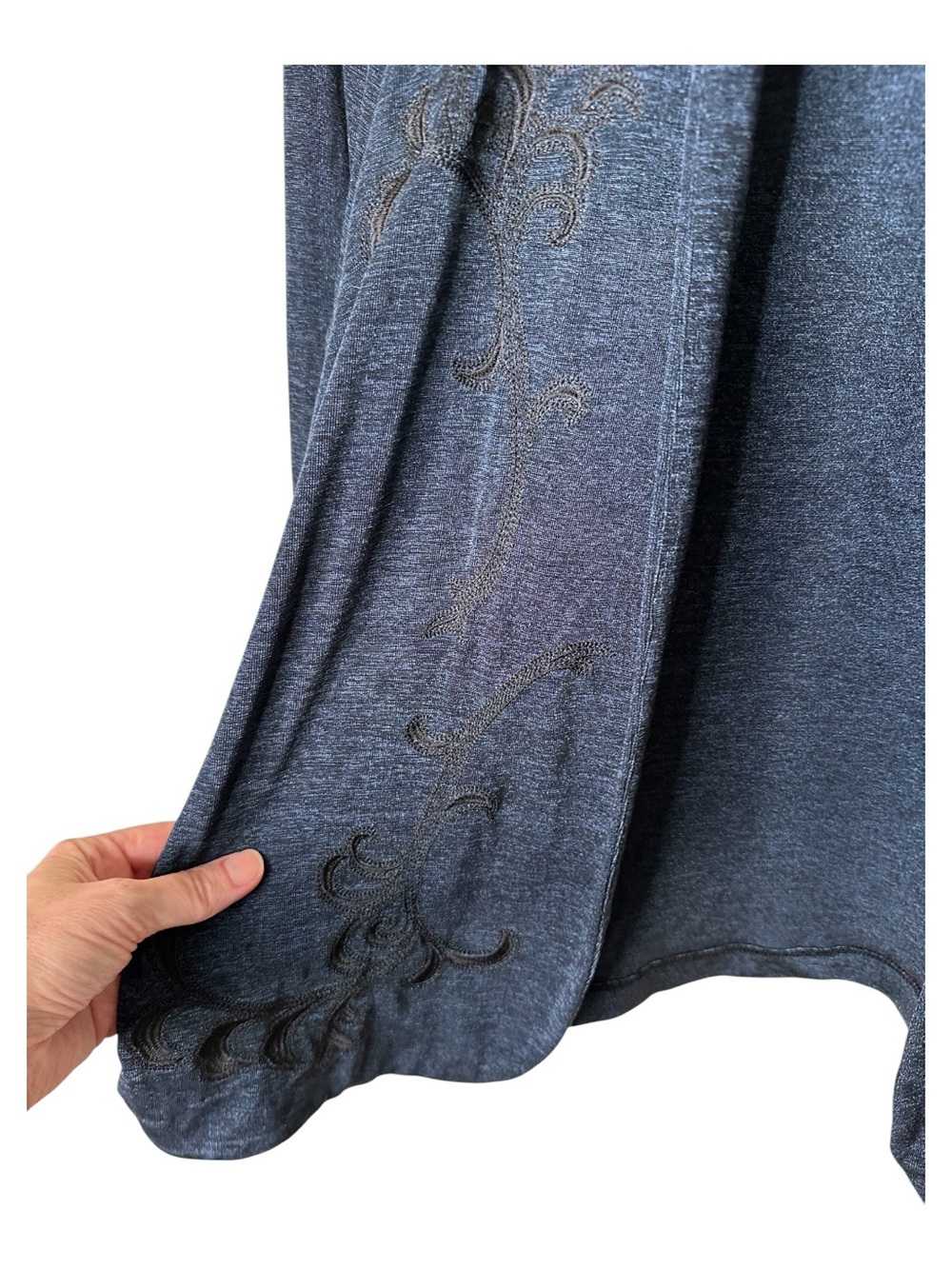 Chico’s Travelers Embroidered Cardigan Size 3 XL Dark Blue Black - Picture 4 of 6